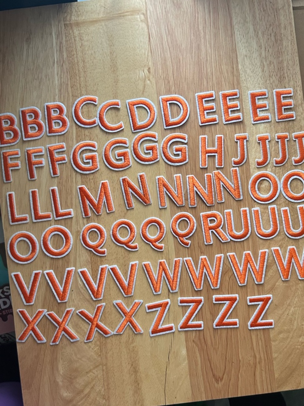 Orange Letter Iron-On Embroidered Alphabet Patches